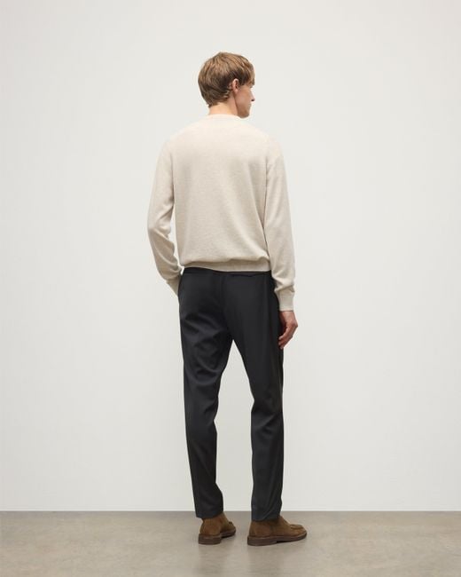 Johnstons White Rory Natural Classic Cashmere V-Neck Jumper for men