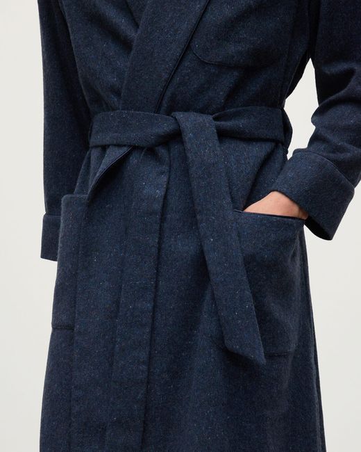 Johnstons Blue Donegal Cashmere Dressing Gown Donegal for men