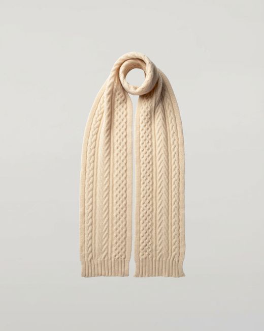 Johnstons Natural Aran Cable Cashmere Scarf