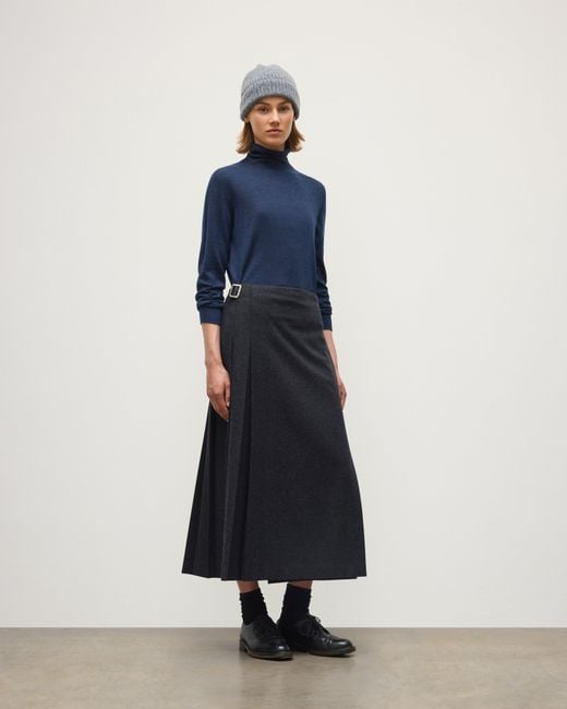 Johnstons Blue Beatrice Funnel Superfine Cashmere Jumper