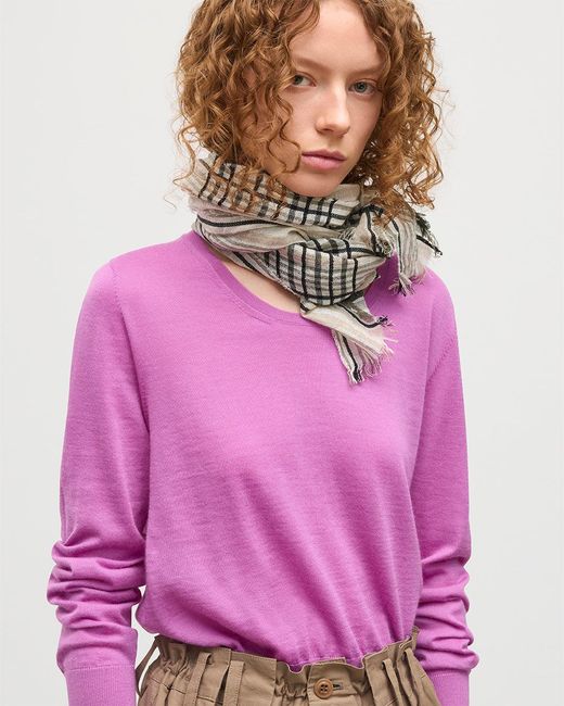 Johnstons Pink Crawton Graphic Stripe Scarf