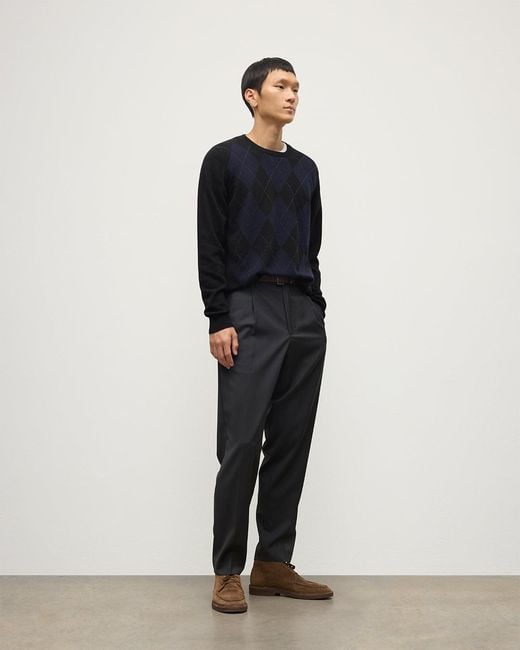 Johnstons Blue Argyll Cashmere Jumper for men