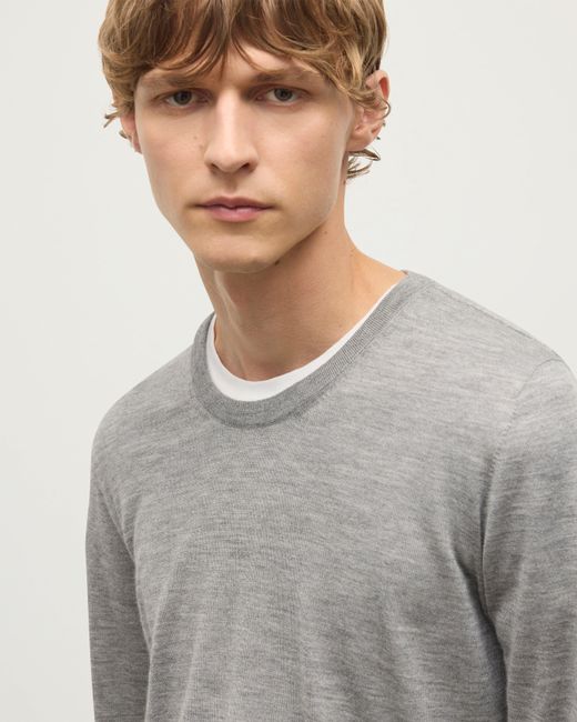 Johnstons White Fin Superfine Cashmere Jumper for men