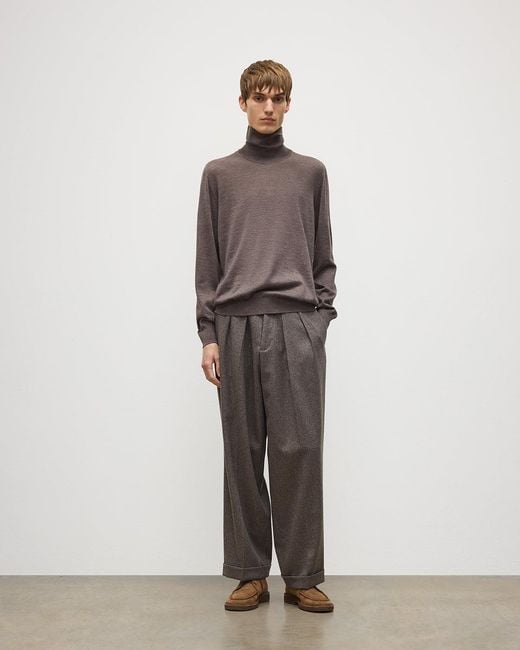 Johnstons Gray Fin Cashmere Roll Neck Jumper for men