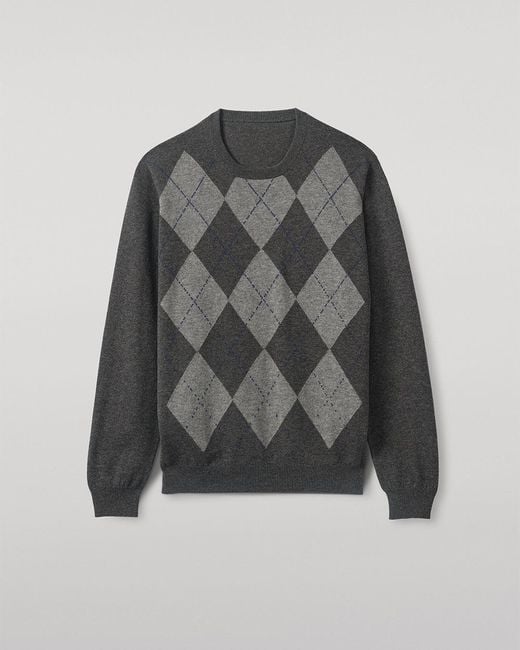 Johnstons White Argyll Mid Cashmere Jumper for men