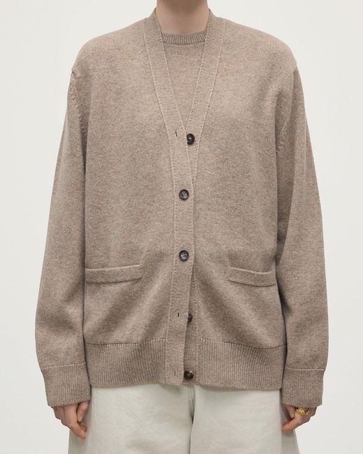Johnstons White Boyfriend-Fit Cashmere Cardigan