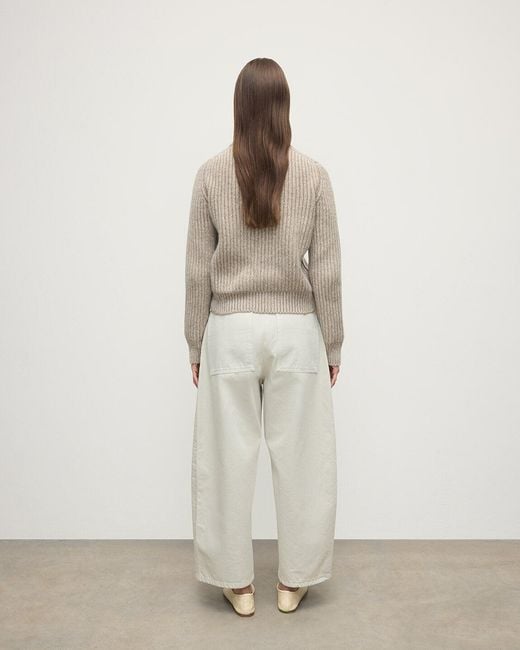 Johnstons White High Neck Donegal Cashmere Jumper