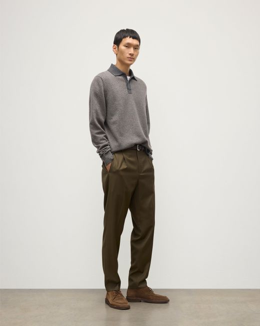 Johnstons Gray Tweel & Cashmere Rugby Shirt for men