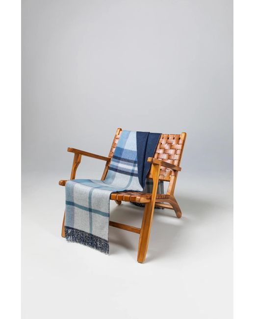 Johnstons Blue Reversible Cashmere Spey Check Throw