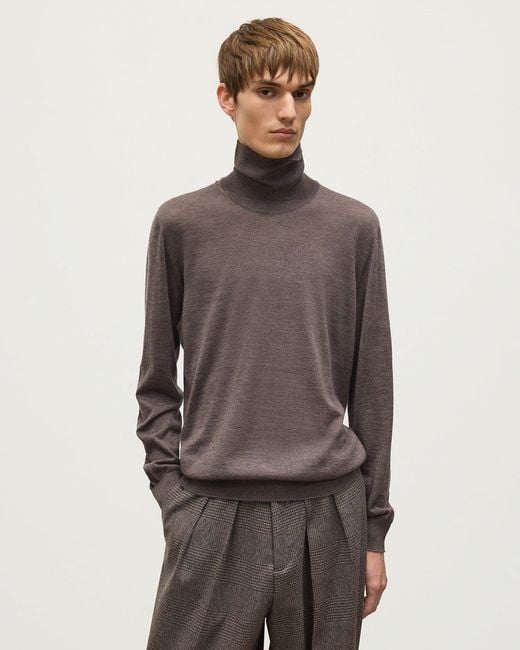 Johnstons Gray Fin Cashmere Roll Neck Jumper for men
