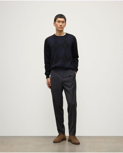 Johnstons Blue Argyll Cashmere Jumper for men