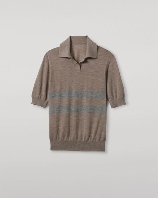 Johnstons White Coira & Superfine Cashmere Polo Shirt
