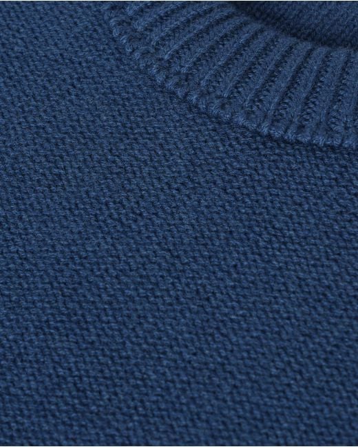 Johnstons Blue Maggie Reverse Stitch Cashmere Jumper