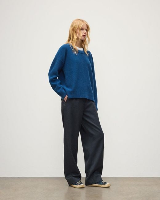 Johnstons Blue Maggie Reverse Stitch Cashmere Jumper