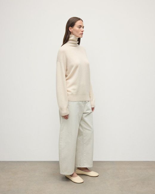 Johnstons White Gauzy Cashmere Roll Neck Jumper