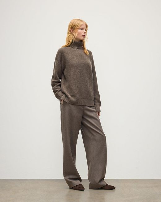 Johnstons Natural Maggie Reverse Stitch Roll Neck Cashmere Jumper