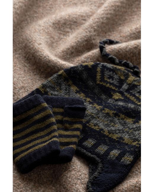 Johnstons Black Stripy Children's Cashmere Wristwarmers