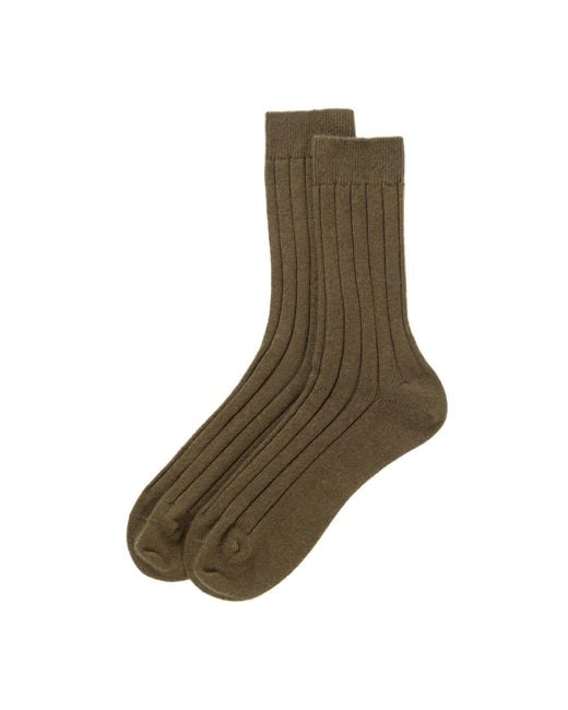 Johnstons Brown Cashmere Ribbed Socks L for men