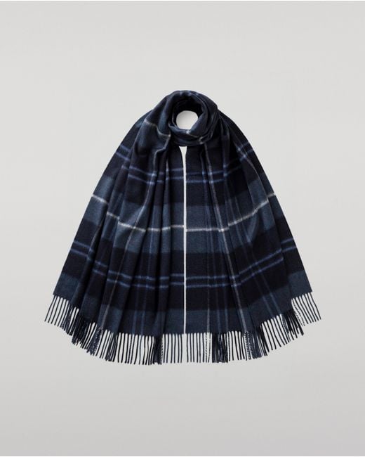 Johnstons Blue Fife Modern Tartan Cashmere Stole