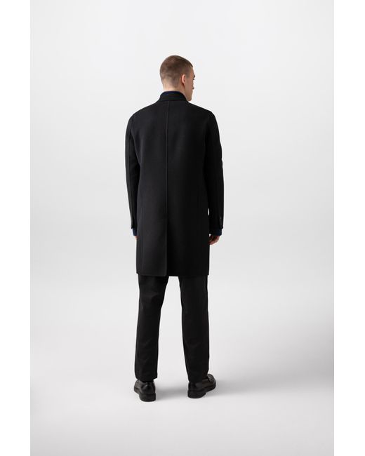 Johnstons Black Classic Cashmere Coat for men