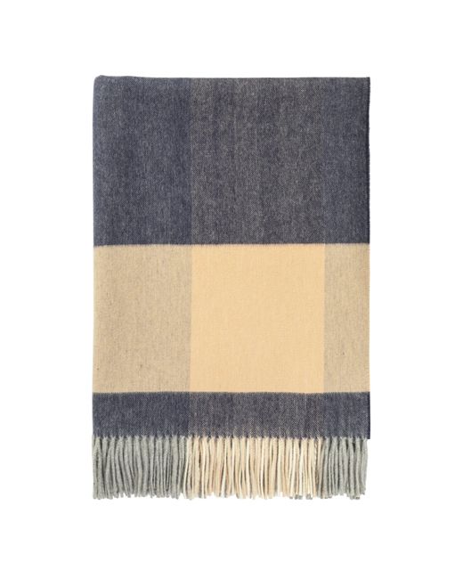 Johnstons Blue Block Border Wool Throw