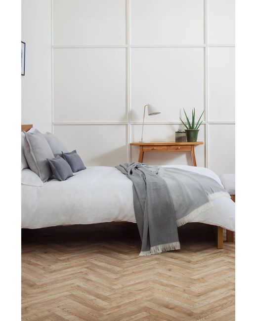 Johnstons Gray Herringbone Merino Bed Throw