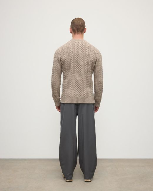 Johnstons Natural Aran Cable Light Cashmere Jumper for men