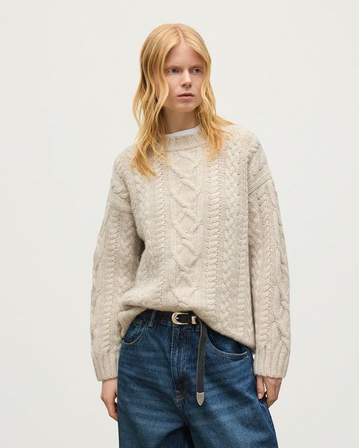 Johnstons Blue Mabel Aran Cable Jumper