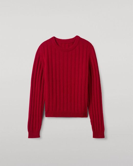 Johnstons Red Lecht Cashmere Crew Jumper