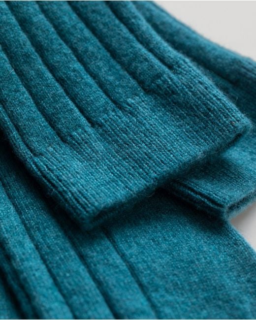 Johnstons Blue Fleming Cashmere Socks L