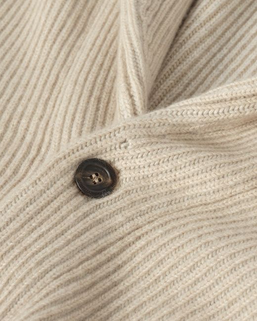 Johnstons White Pioneer Natural Shawl Collar Cashmere Cardigan for men