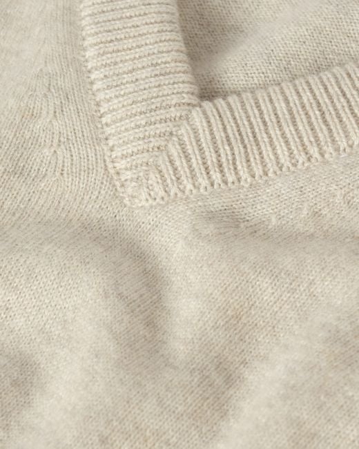 Johnstons White Rory Natural Classic Cashmere V-Neck Jumper for men