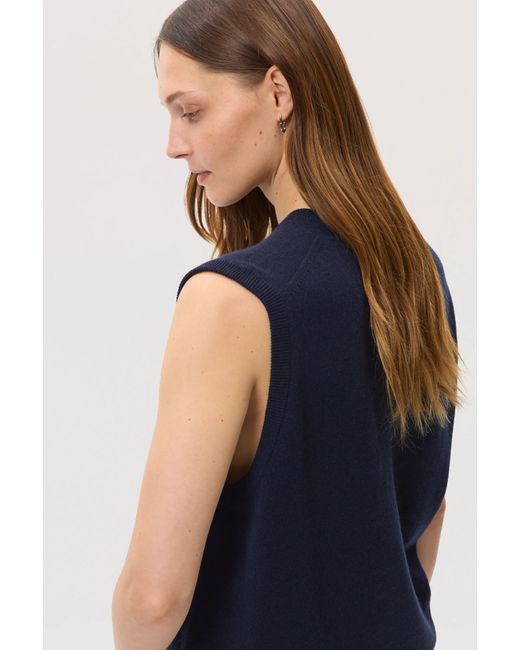 Johnstons Blue Dark Cashmere Tank