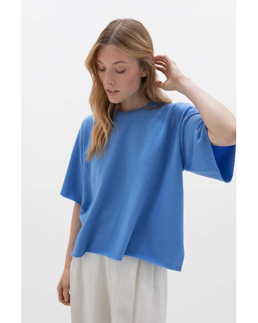 Johnstons Blue Cashmere T-Shirt