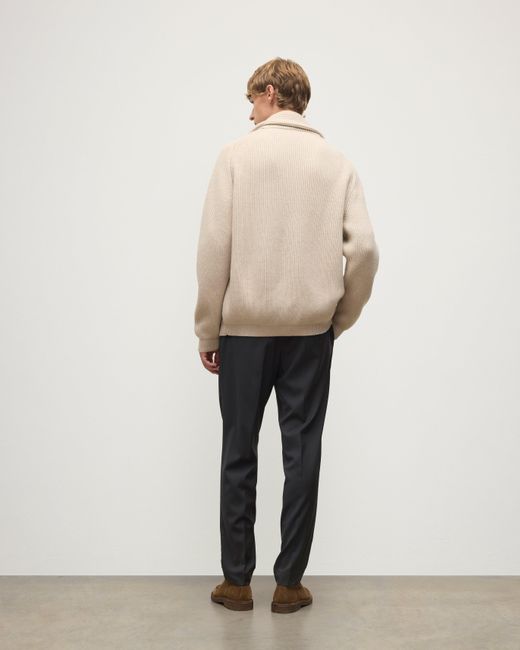 Johnstons White Pioneer Natural Shawl Collar Cashmere Cardigan for men