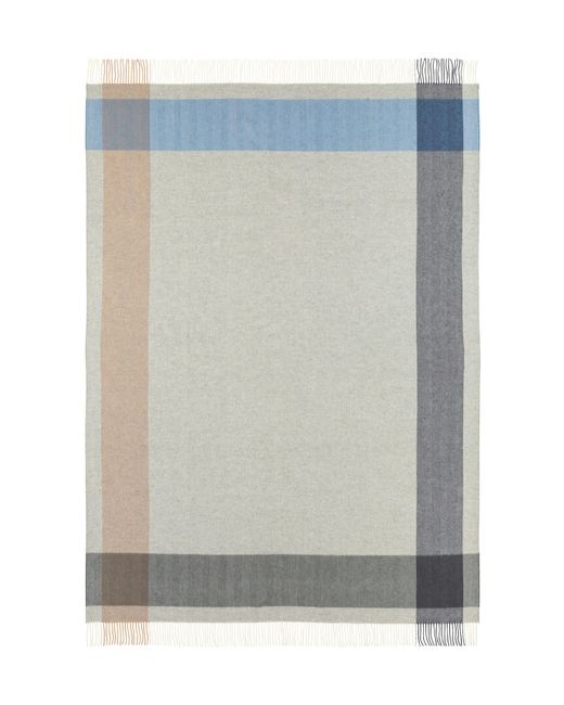Johnstons Gray Block Border Wool Throw