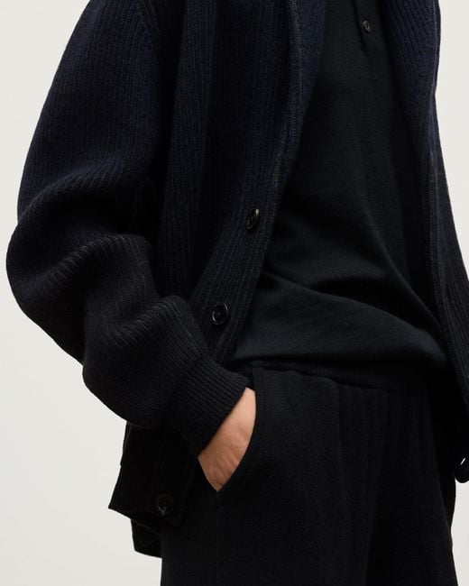 Johnstons Blue Pioneer To Shawl Collar Cashmere Cardigan for men
