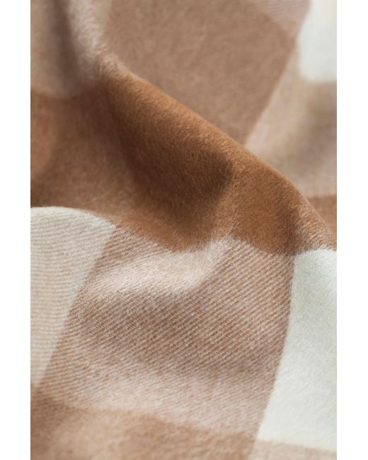 Johnstons Natural Block Check Cashmere & Vicuña Scarf
