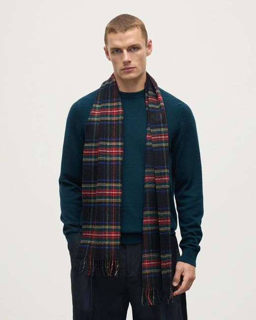 Johnstons Black Stewart Tartan Cashmere Scarf
