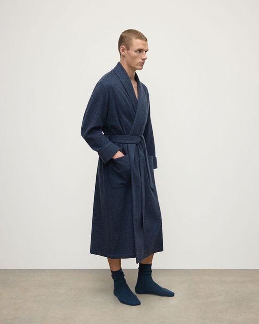Johnstons Blue Donegal Cashmere Dressing Gown Donegal for men