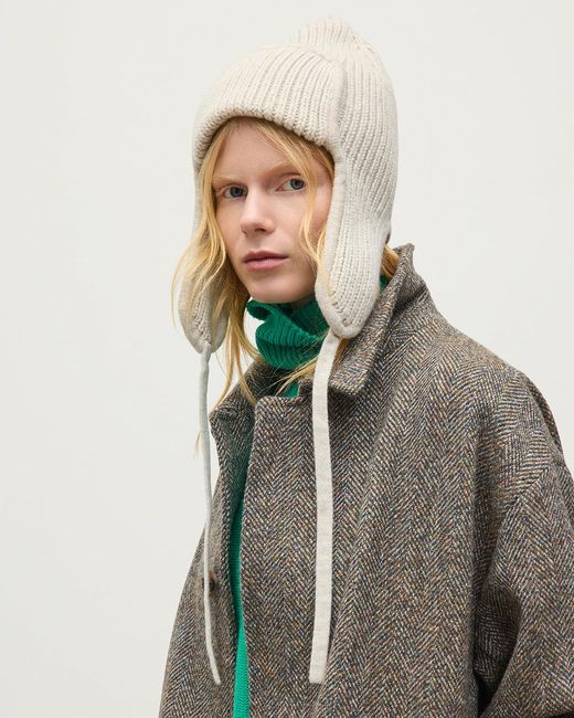Johnstons White Dewar Cashmere Deer Stalker Beanie