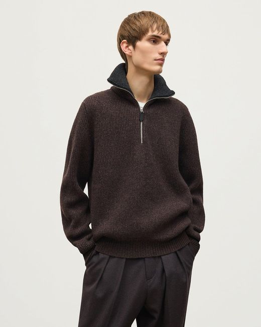Johnstons Gray Chalmers & Charcoal Half Zip Lambswool Jumper