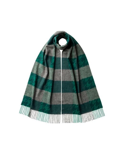 Johnstons Green Heritage Check Wool Scarf