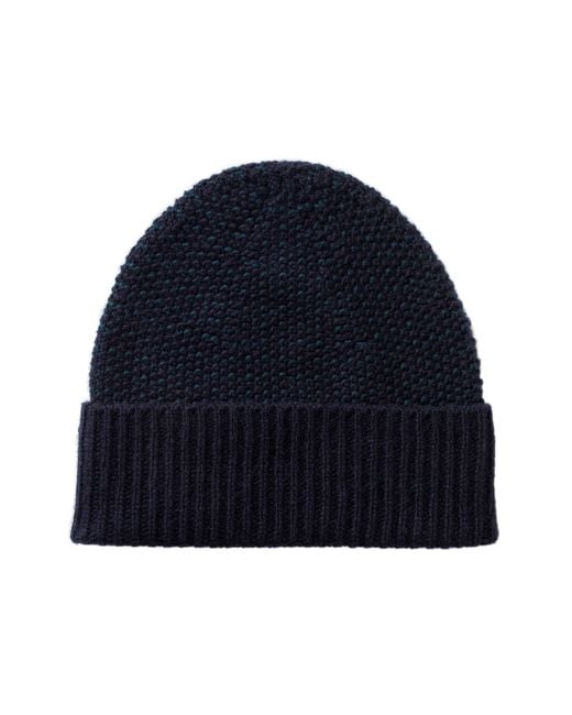 Johnstons Blue Seed Stitch Cashmere Beanie