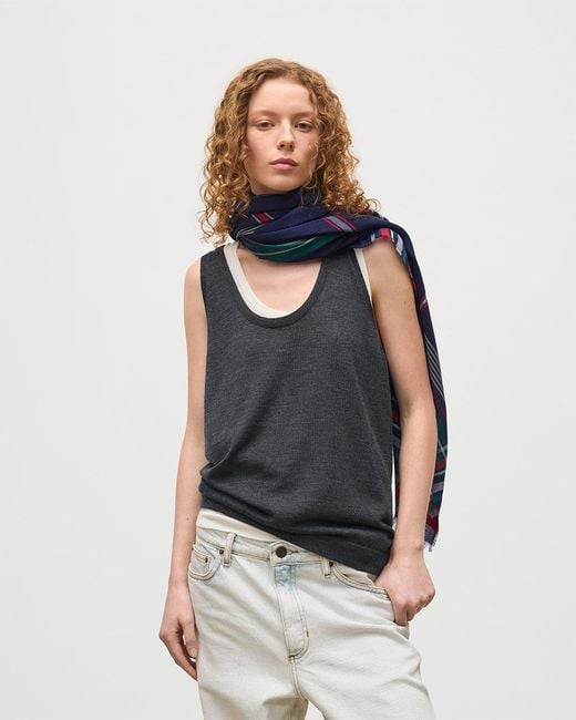 Johnstons White Greer Dark Merino Vest