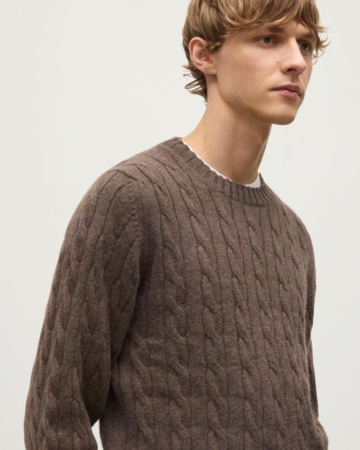 Johnstons Brown Calder Cable Cashmere Jumper