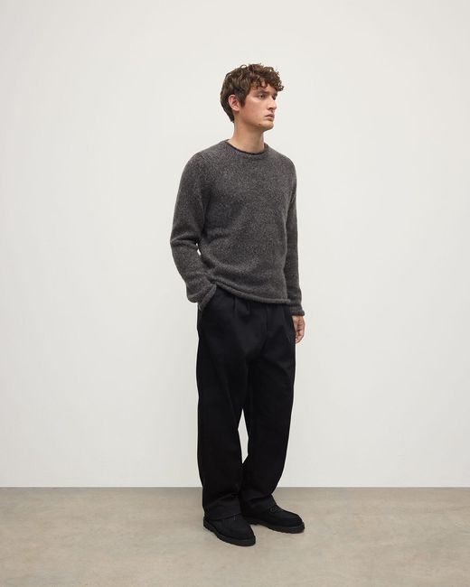 Johnstons Gray Brushed Cashmere Silk Charcoal Jumper for men