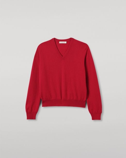 Johnstons Red Lunan Classic Cashmere V Neck Jumper