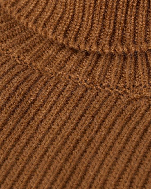Johnstons Brown Roll-Collar Dark Camel Cashmere Jumper