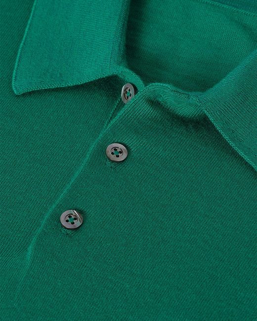 Johnstons Green Fin Bright Superfine Cashmere Polo Shirt for men